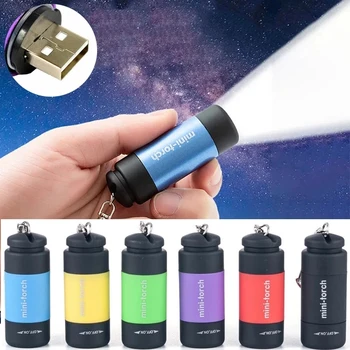 1 Adet Mini Anahtarlık çanta meşale USB şarj edilebilir LED ışık el feneri lamba su geçirmez