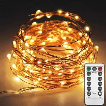 100LED Bakır Tel Dize İşıklar Peri 8 Modları LED USB Powered Uzaktan Kumanda ile Düğün Parti Ev için Noel Dekorasyon