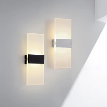 12 W LED kapalı duvar lambaları Modern basit ev aydınlatma Akrilik Duvar Lambası beyaz siyah koridor koridor dekoratif duvar ışıkları