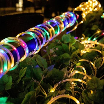 12M 22M LED Güneş Festoon Peri halat boru ışık zinciri Su Geçirmez Açık Garland floresan lamba Bahçe Veranda Parti noel dekoru