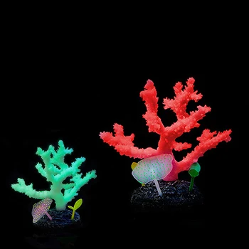 15 * 14 * 10 cm Küçük Şube Akvaryum Yapay Silikon Mercan Balık Tankı Süsler Aksesuarları Peyzaj Dekorasyon Çok Renkler