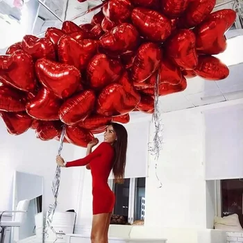 18 inç Gül Altın Kırmızı Pembe Aşk Folyo Kalp helyum balonları Düğün Doğum Günü Partisi Balonlar sevgililer Günü Globos Malzemeleri
