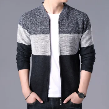 2022 Moda Erkek Kazak Patchwork Örme Hırka Mont Erkek Triko Sweatercoats Üstleri Giyim Erkek Rahat Marka Giyim