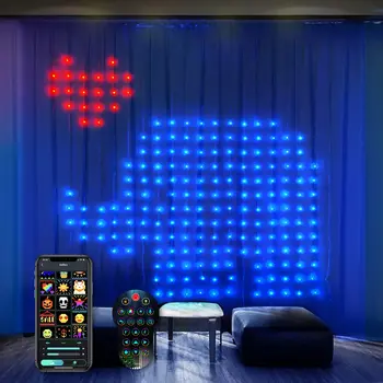 400 RGB LED pencere asılı perde ışıkları APP kontrolü DIY Metin ve Desen peri ışık Teklif düğün parti Noel dekor