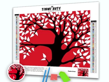 5D Elmas Boyama Tuval Karikatür Ağacı Yaprakları Tam Yuvarlak Matkap DIY Mozaik Çapraz Dikiş El Yapımı Nakış Kitleri Dekor Ev