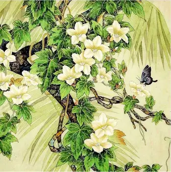 Elmas boyama çapraz dikiş nakış elmas çiçek mozaik taklidi duvar tablosu beyaz çiçek