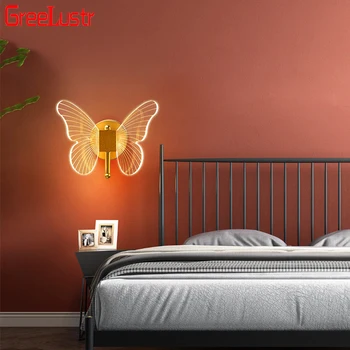 Iskandinav kelebek duvar lambası yaratıcı basit yatak odası başucu duvar ışıkları oturma odası arka plan Lüks iç mekan aydınlatması Fikstür