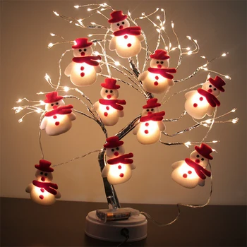 Kırmızı Beyaz Noel Kardan Adam Dize ışıkları LED Garland Dize İşıklar Peri İşıklar askı süsleri yılbaşı dekoru Ev İçin VC