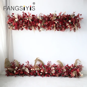 Kırmızı Gül çiçek Kamış Çim Yapay uzun Çiçek Sıra Düğün Parti Kemer Zemin Deco Yol Kurşun Çiçek Topu Düzenleme Sahne