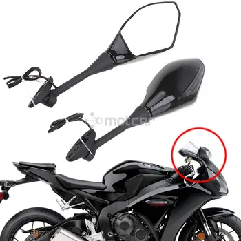 Motosiklet Entegre Amber led sinyal lambası Yan Aynalar Çelik Mil Siyah Fit Honda CBR600 CBR900 CBR1000 VTR1000
