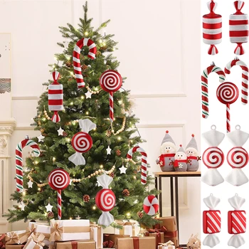 Noel Dekorasyon Büyük baston şeker DIY Noel Ağacı Asılı Kolye Ev Noel Partisi İyilik Çocuklar Yeni Yıl Hediye 2023 Navidad