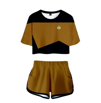 Popüler Bilim kurgu TV serisi Star Trek: Kısa Treks cosplay 3D İki Adet setleri Kadınlar Serin günlük t-shirt + şort Spor Takım Elbise