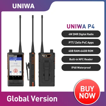 UNIWA P4 Smartphone 4W DMR Analog Walkie Talkie Android 9 MT6762 Octa Çekirdek Cep Telefonu 4G 64G IP68 Su Geçirmez Cep Telefonu