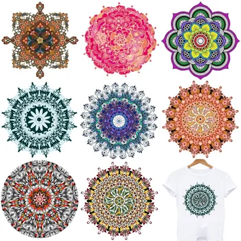 Vintage Çiçek Mandala Yamalar Giysi Demir-on Transferler için Giyim Termal Yapışkan Yamalar Termal Çıkartmalar Eriyebilir Yama
